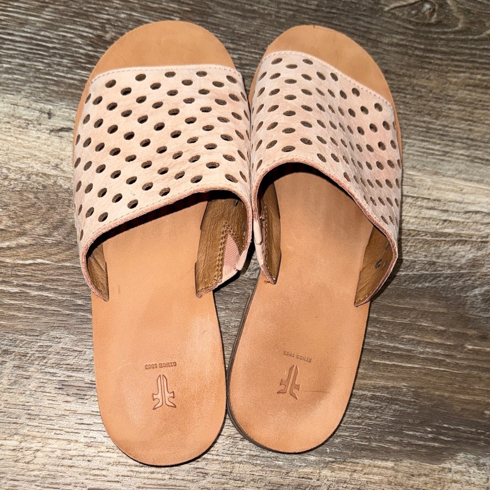Stylish Natural Tan Slide Sandals. Worn once (maybe twice). Perfect condition.